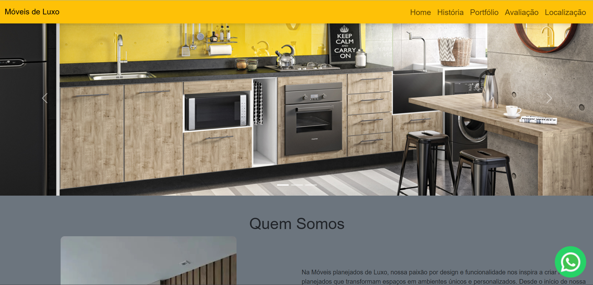 Projeto de landing page para a Móveis de Luxo Planejados.